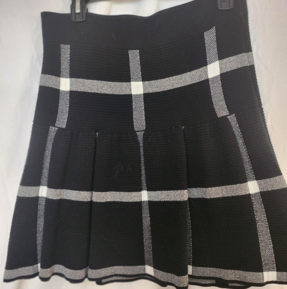 Elle Black and White Checkered Mini Skirt
